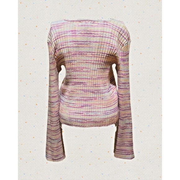💗Sincerely Jules Women’s XL Cropped Space-Dye Multi-Color Ribbed Sweater NWT - Picture 2 of 7